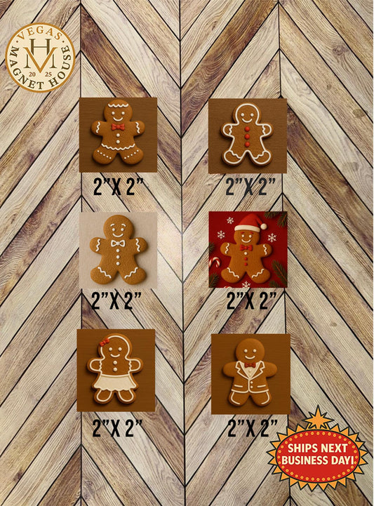 Gingerbread Man Magnets | Christmas Fridge Magnets, Set of 6