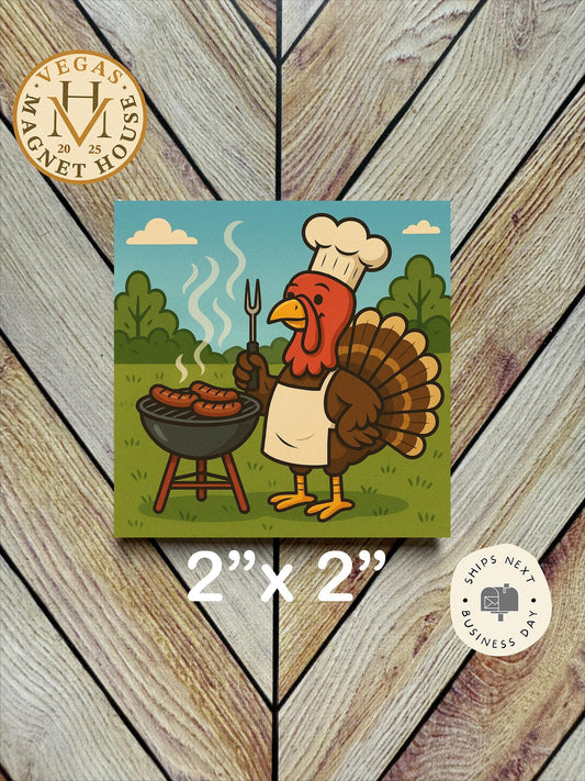 Turkey Grilling   | Thanksgiving | : Gobble Design, Holiday Fridge Decor