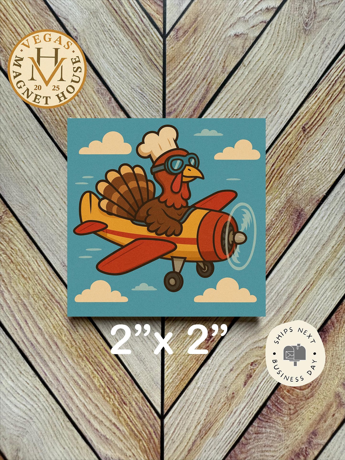Turkey flying A plane   | Thanksgiving | : Gobble Design, Holiday Fridge Decor