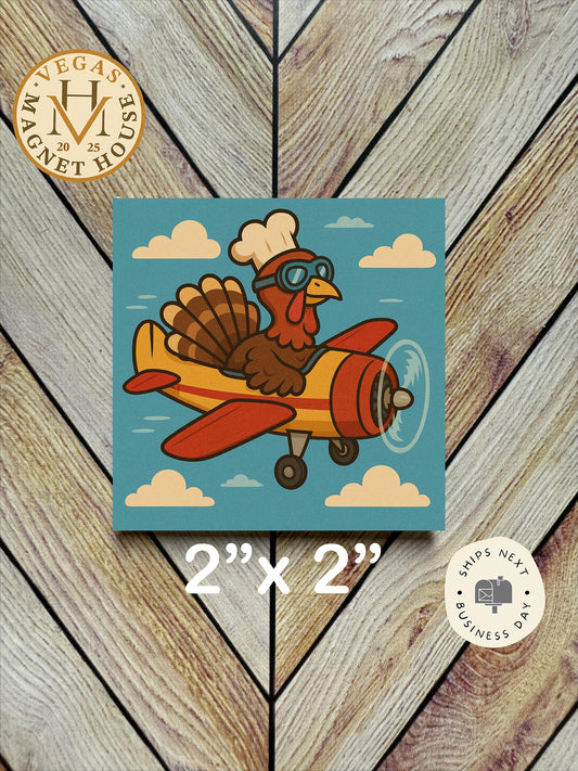 Turkey flying A plane   | Thanksgiving | : Gobble Design, Holiday Fridge Decor