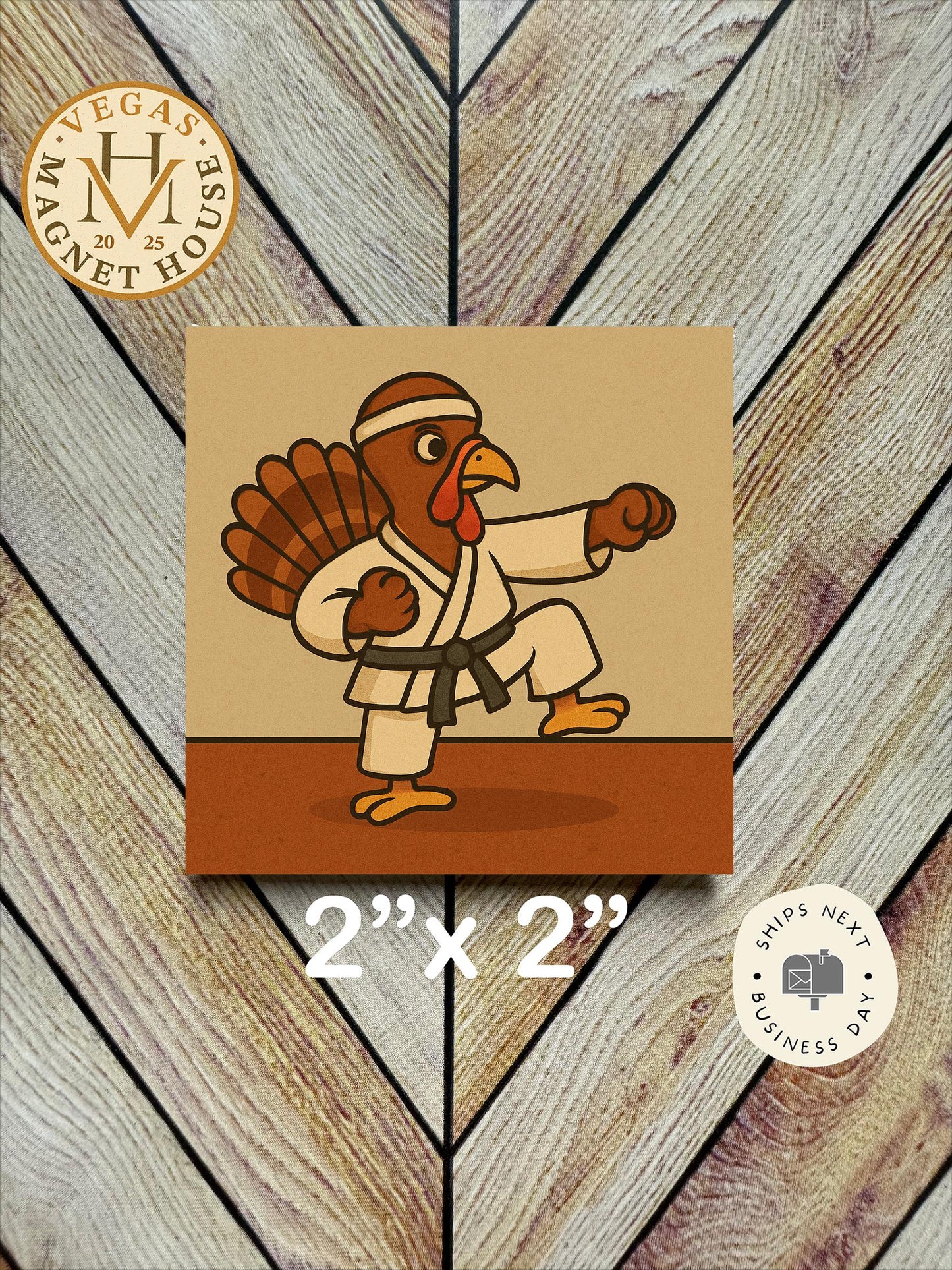 Turkey Doing karate | Thanksgiving | : Gobble Design, Holiday Fridge Decor