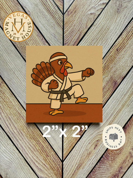 Turkey Doing karate | Thanksgiving | : Gobble Design, Holiday Fridge Decor