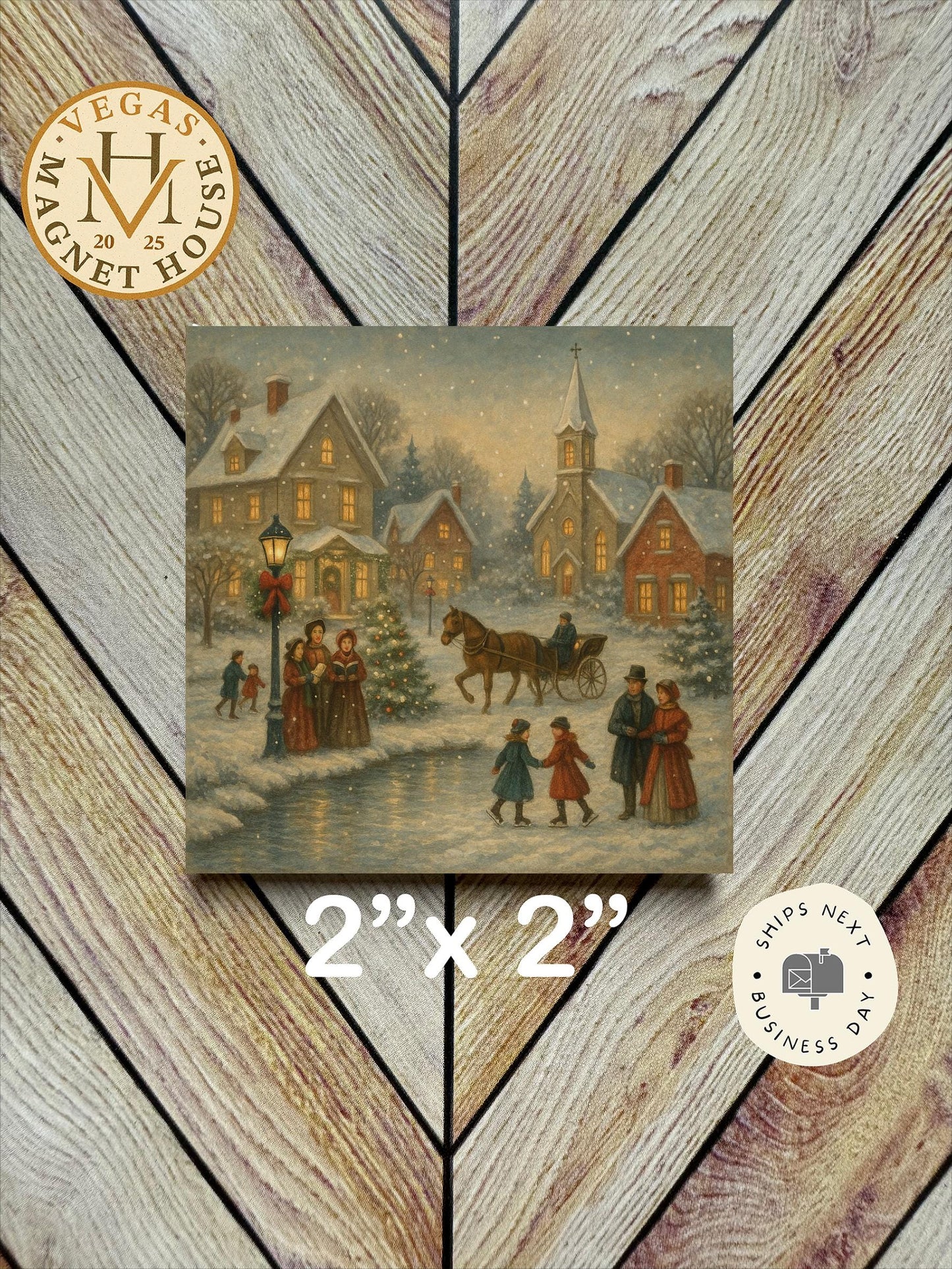 Christmas Town  |  Magnet: 2x2" Decorative Fridge Magnet