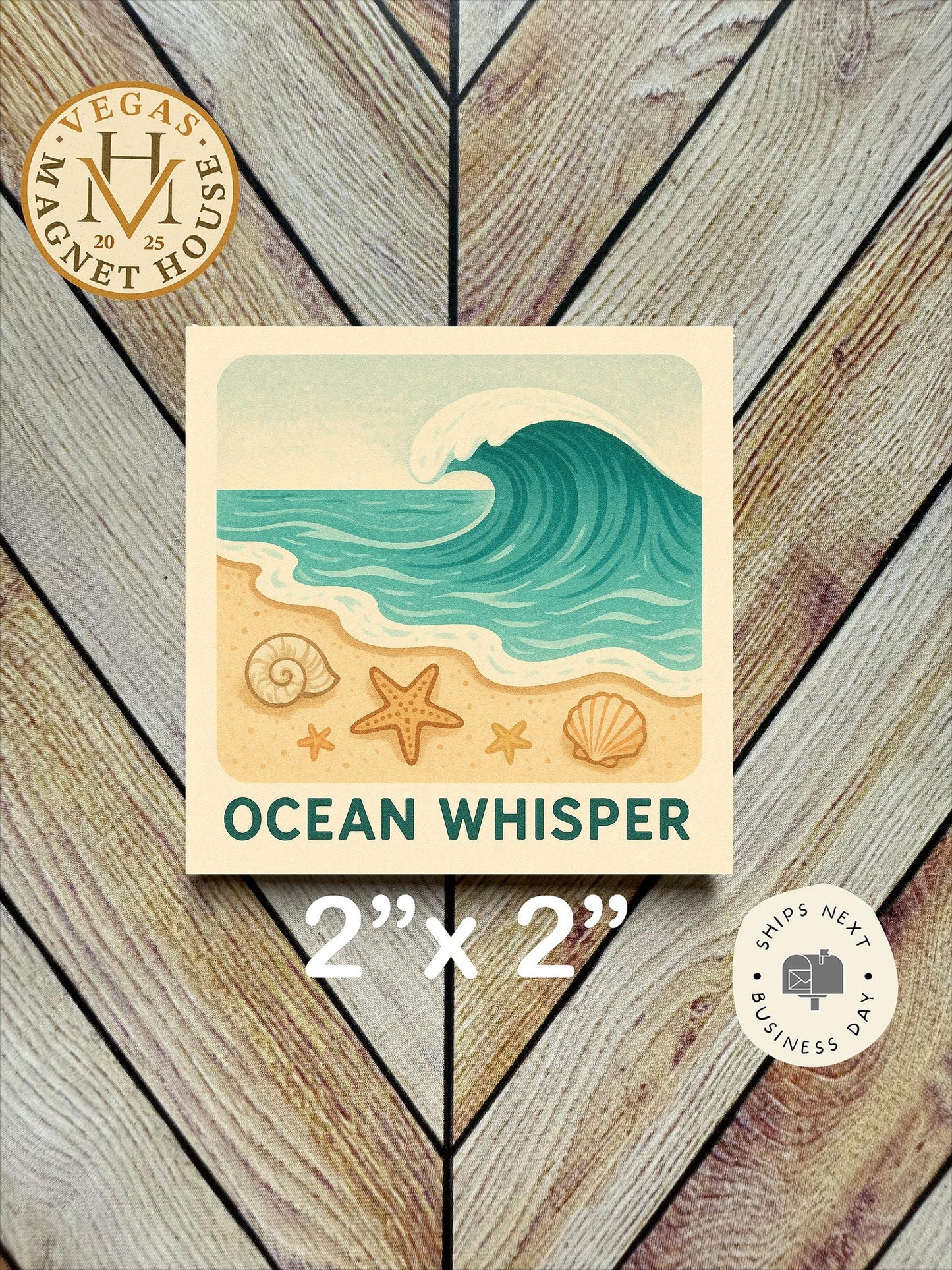 Ocean Whisper magnet : Decorative Fridge Art (2x2")