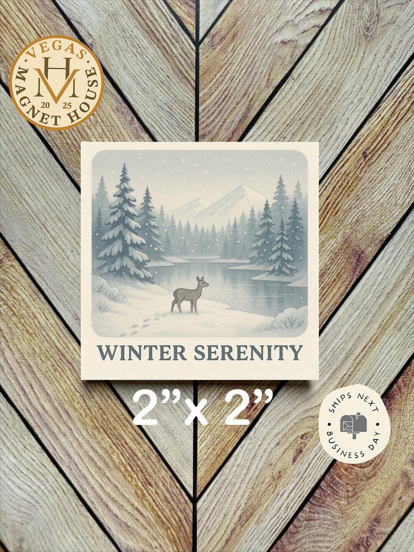 Winter serenity  magnet : Decorative Fridge Art (2x2")