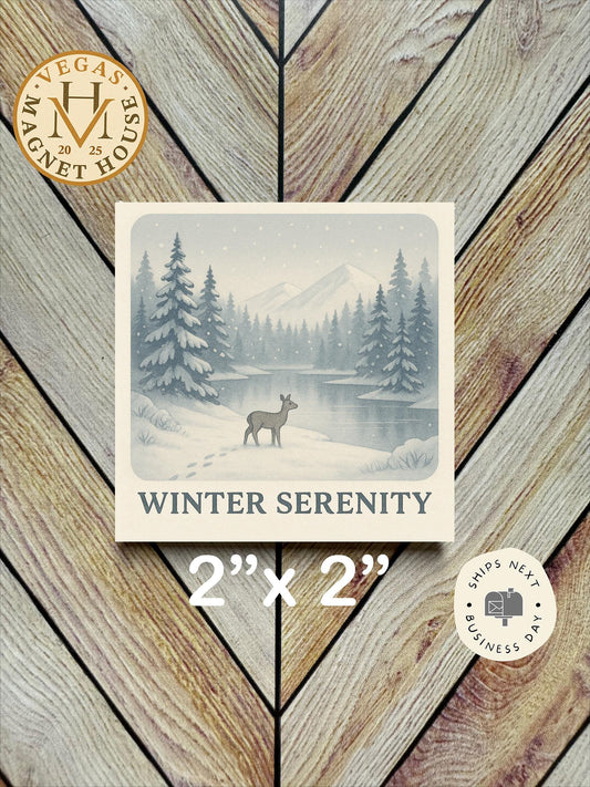 Winter serenity  magnet : Decorative Fridge Art (2x2")