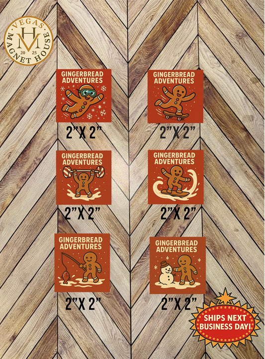 Gingerbread Adventures magnet Bundle : Christmas Fridge Decor, Set of 6