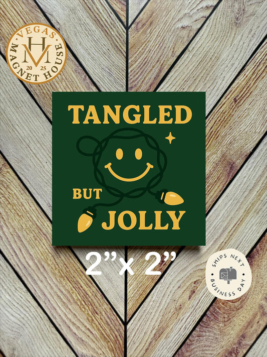 Tangled but Jolly : Decorative Fridge Magnet (2x2")