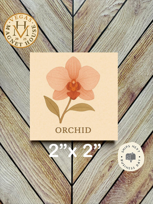 Orchid Flower Magnet: Nature Lover Fridge Decor (2x2")