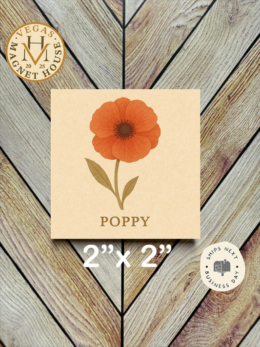 Poppy Flower Magnet: Holiday Fridge Decor (2x2")