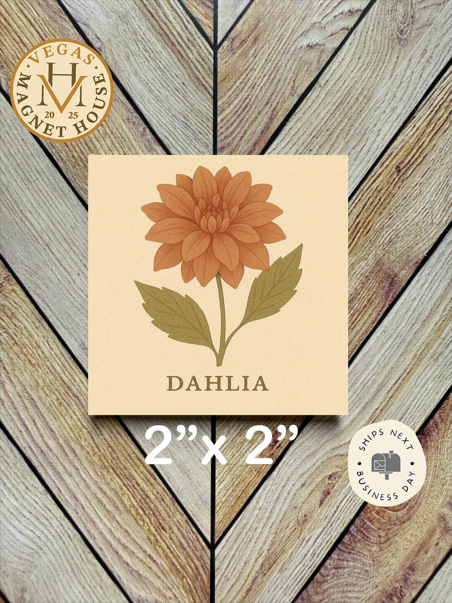 Dahlia Flower Magnet: Holiday Fridge Decor (2x2")