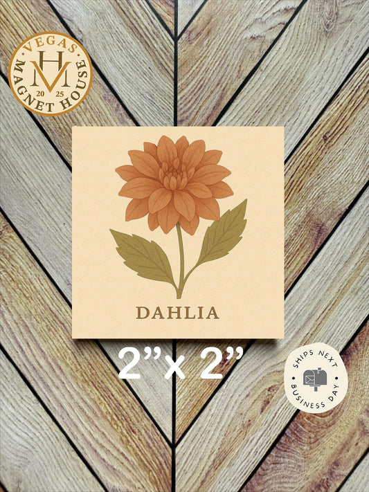Dahlia Flower Magnet: Holiday Fridge Decor (2x2")