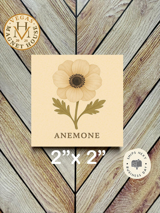 Anemone Flower Magnet: Decorative Fridge Art (2x2")