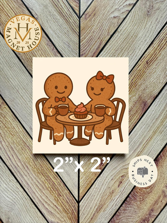 Gingerbread Date  : Decorative Fridge Magnet (2x2")