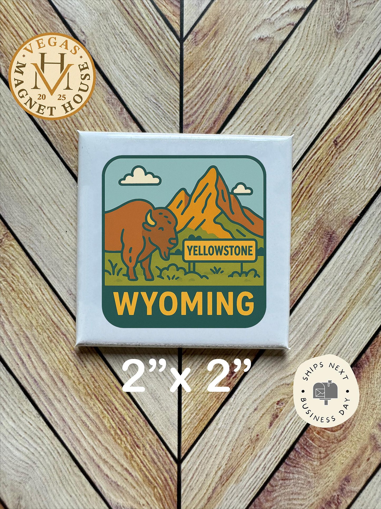 Wyoming Magnet : 2x2" souvenir Fridge Decor
