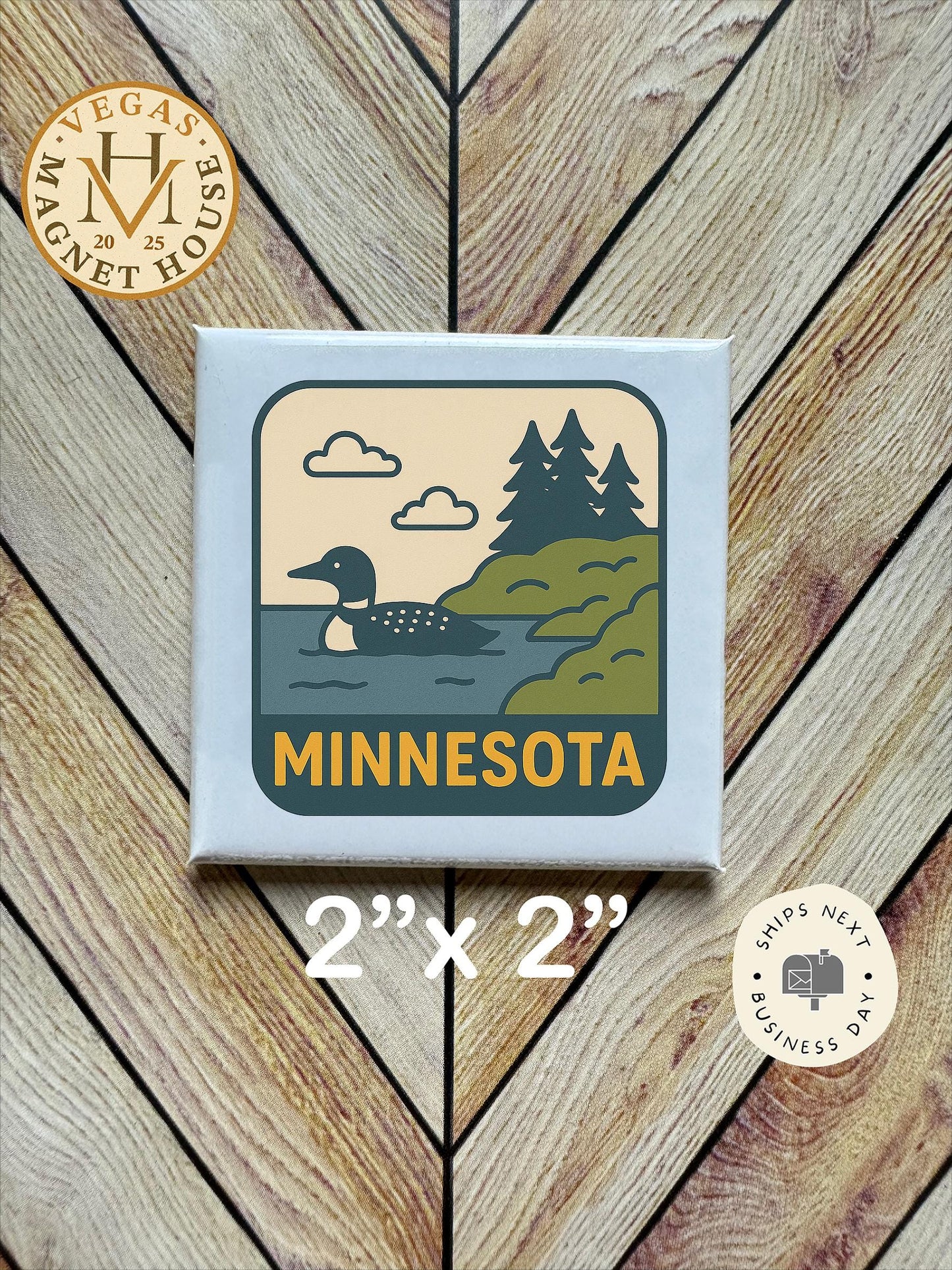 Minnesota Magnet Magnet : 2x2" souvenir Fridge Decor