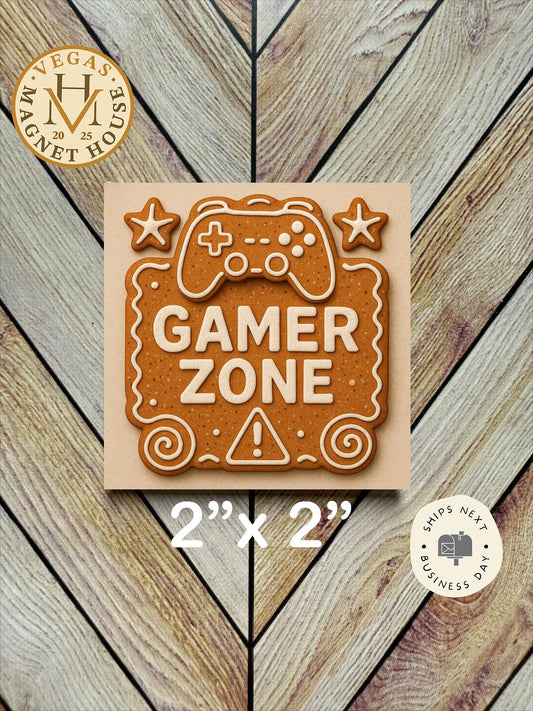 Gingerbread Gamer Zone  : Decorative Fridge Magnet (2x2")