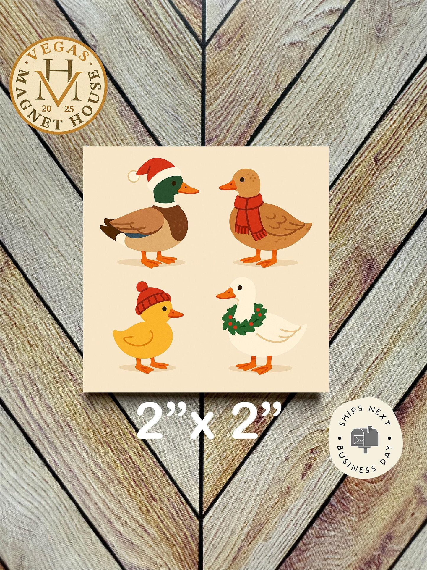 Christmas Ducks  : Decorative Fridge Magnet (2x2")