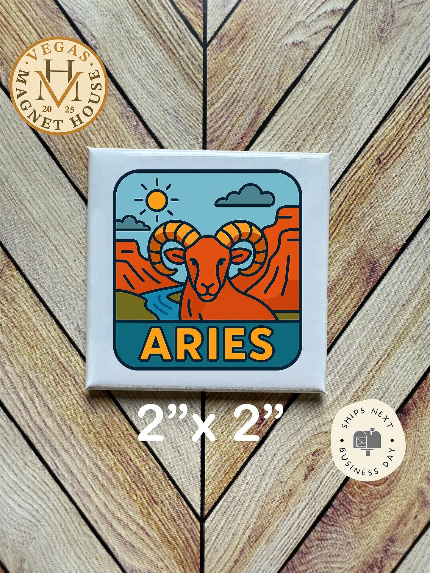 Aries Horoscope Magnet   : Decorative Fridge Magnet (2x2")