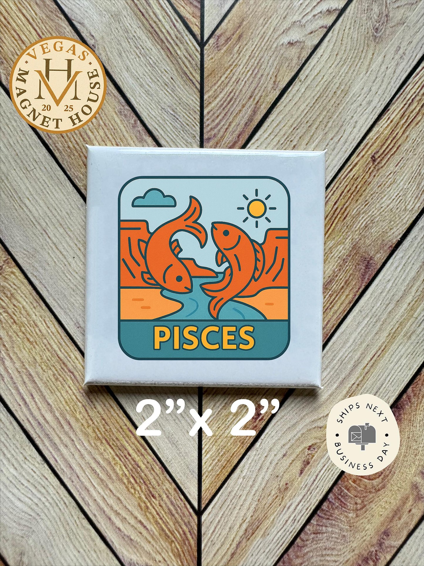 Pisces Horoscopes Magnet : Decorative Fridge Magnet (2x2")