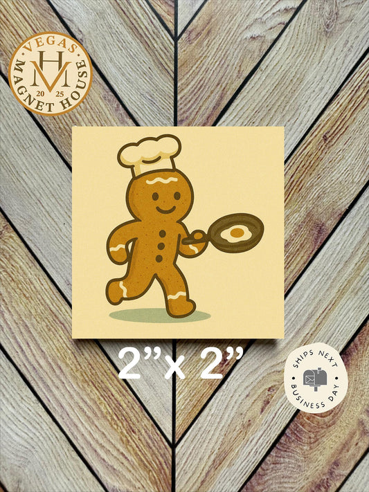 Gingerbread cooking Egg : Decorative Fridge Magnet (2x2")