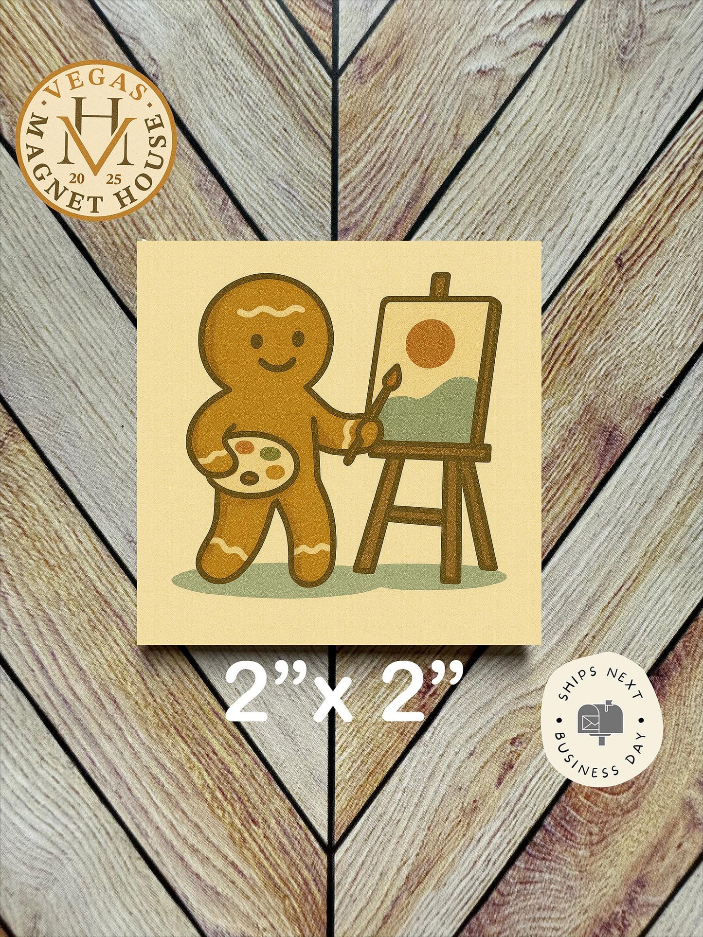 Gingerbread painter : Decorative Fridge Magnet (2x2")