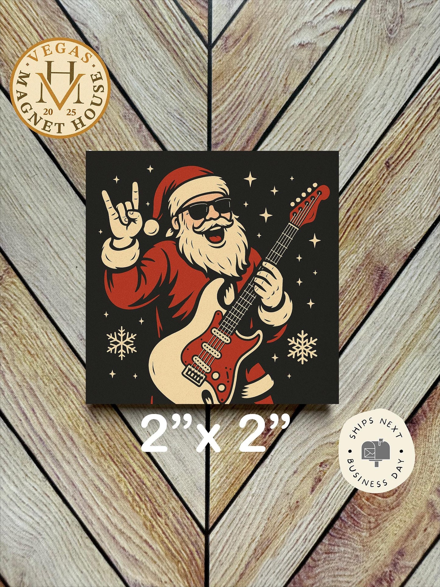 Christmas Santa Rocks : Decorative Fridge Magnet (2x2")