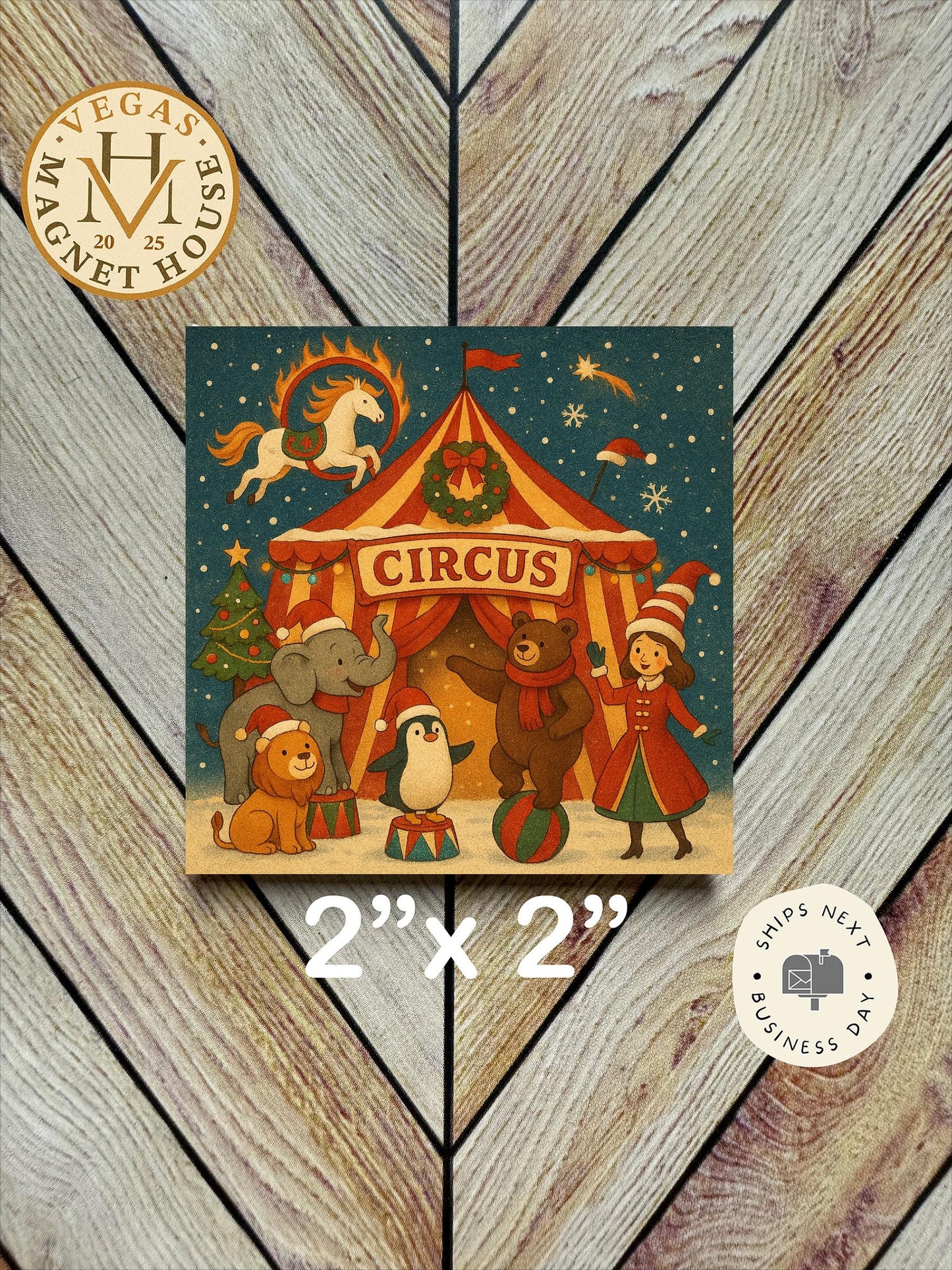 Christmas Circus  : Decorative Fridge Magnet (2x2")