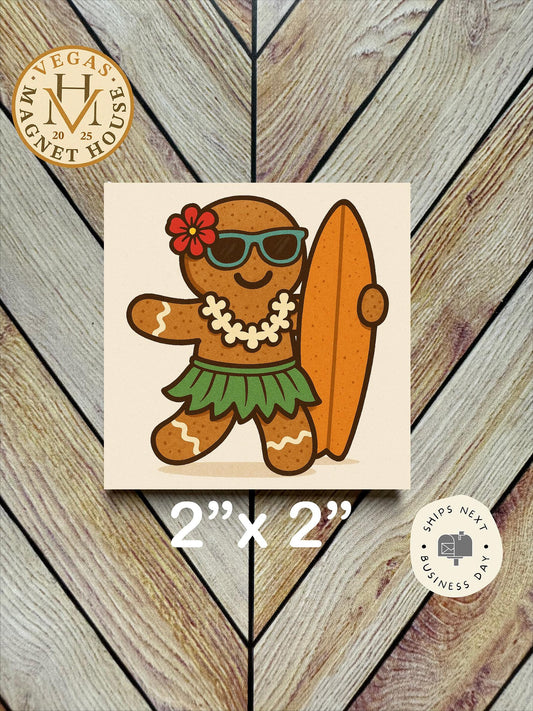 Tropical Gingerbread : Decorative Fridge Magnet (2x2")