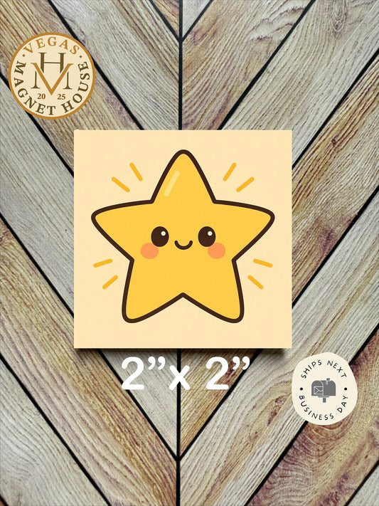 Yellow Star  : Decorative Fridge Magnet (2x2")