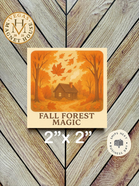 Fall forest magic magnet : Decorative Fridge Art (2x2")
