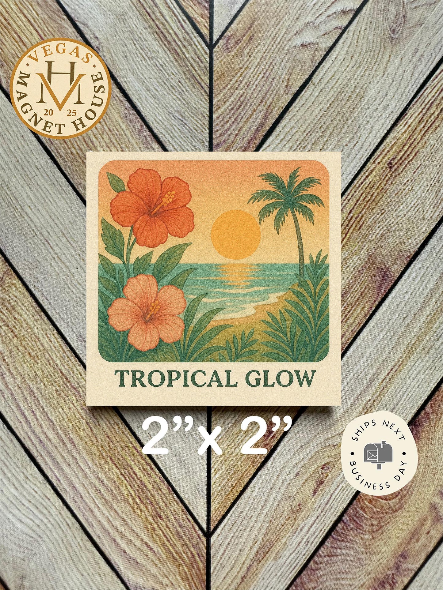 Tropical Glow  magnet : Decorative Fridge Art (2x2")