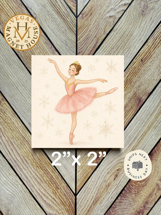 Ballerina Spinning Magnet : Decorative Fridge Magnet (2x2")