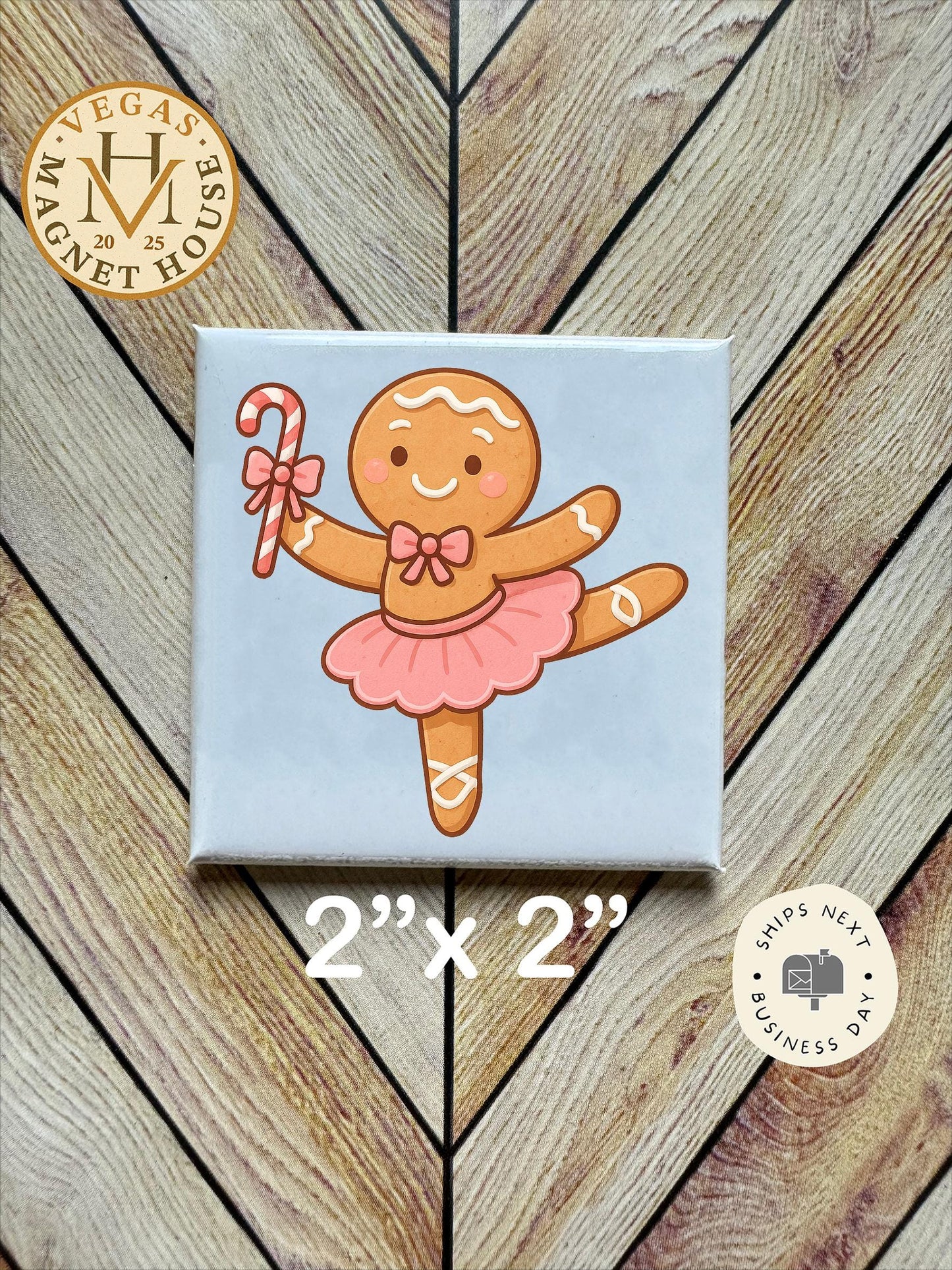 gingerbread Ballerina : Decorative Fridge Magnet (2x2")