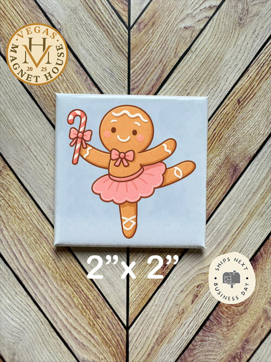 gingerbread Ballerina : Decorative Fridge Magnet (2x2")