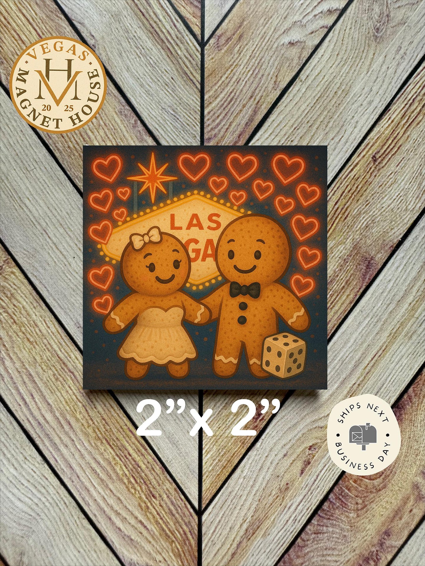 Gingerbread Couple in Las Vegas  : Decorative Fridge Magnet (2x2")
