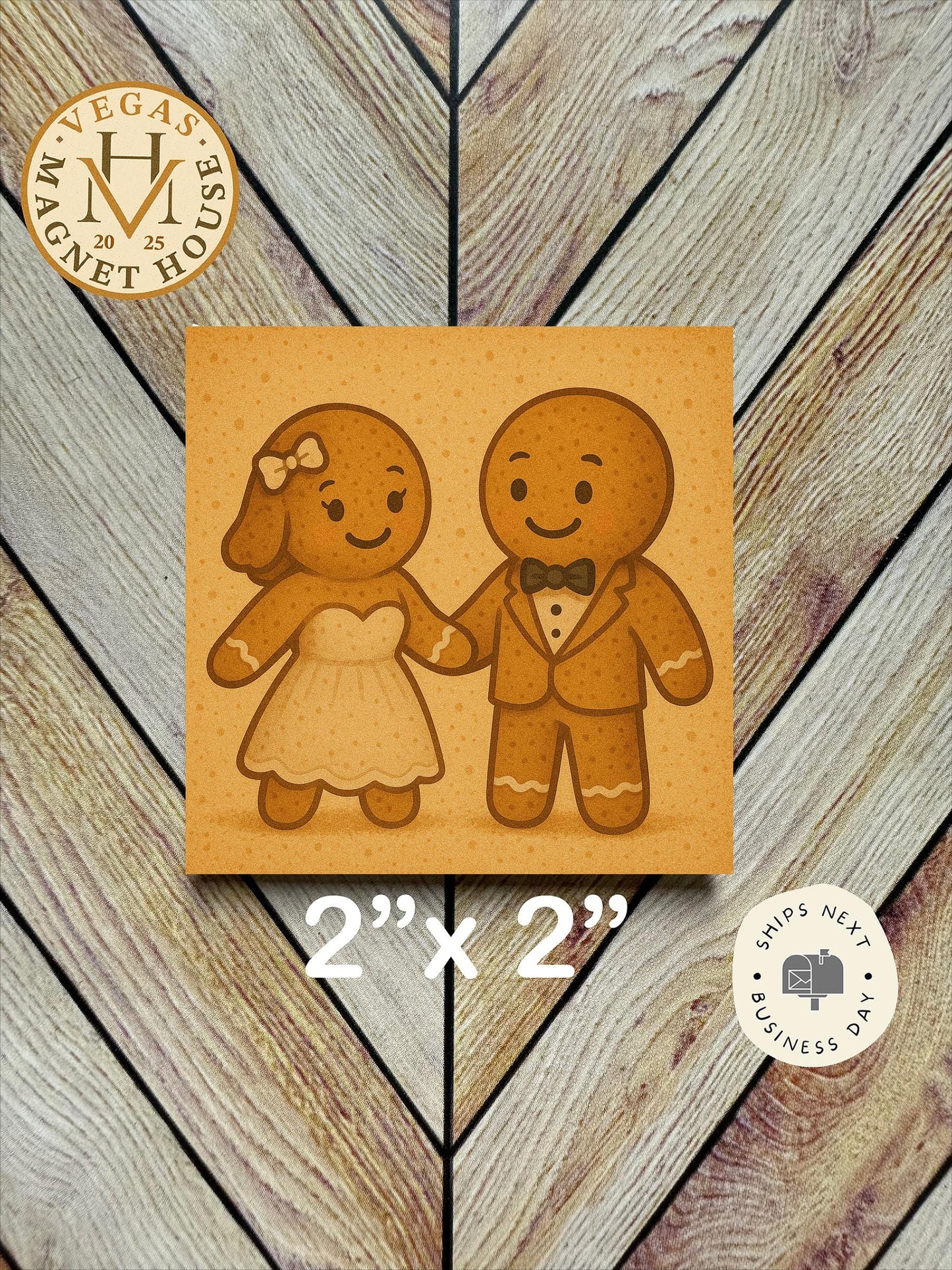 Gingerbread Couple Wedding  : Decorative Fridge Magnet (2x2")