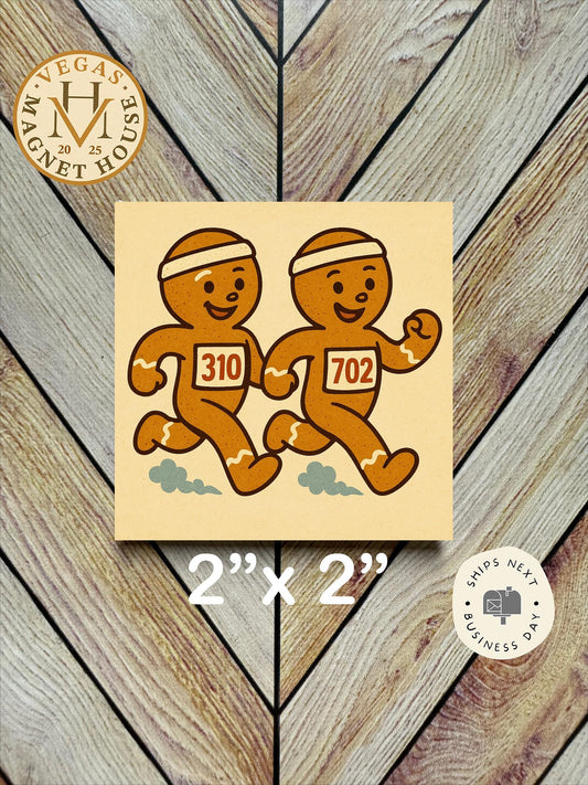 Gingerbread Marathon : Decorative Fridge Magnet (2x2")