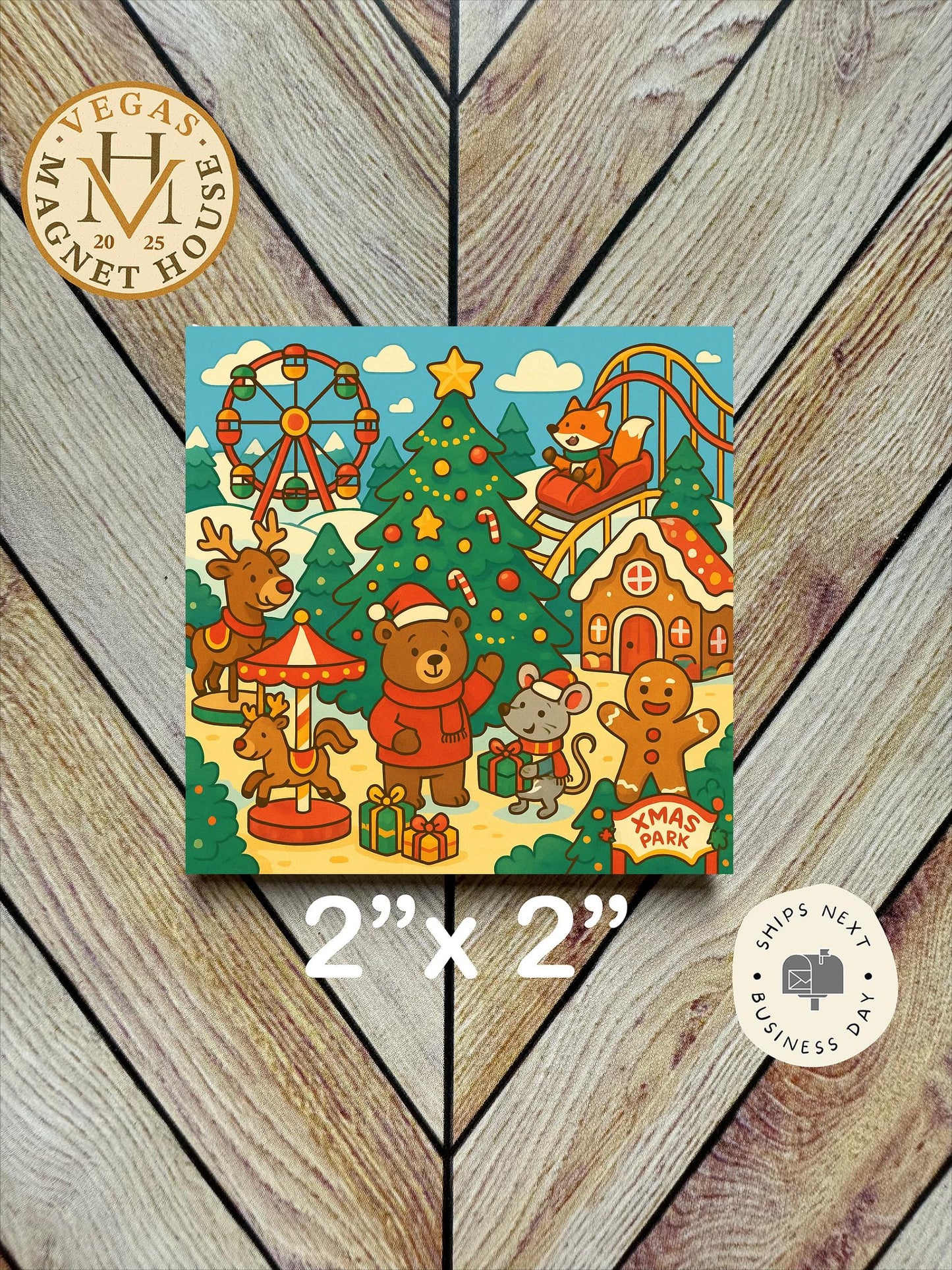 Christmas Park  : Decorative Fridge Magnet (2x2")
