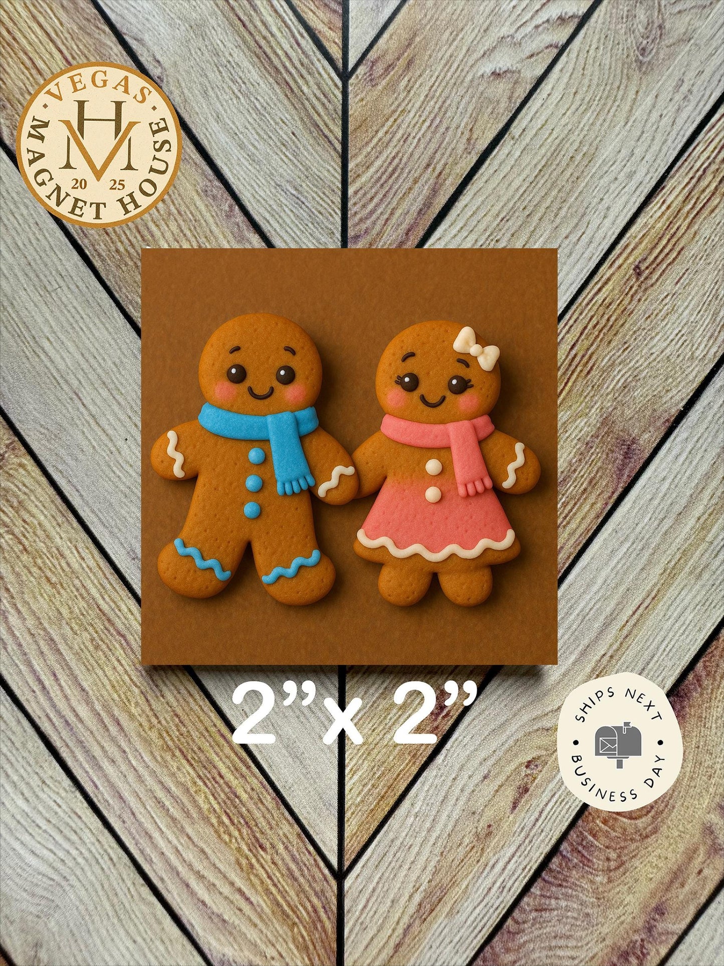 Gingerbread couple Christmas Fridge Magnet