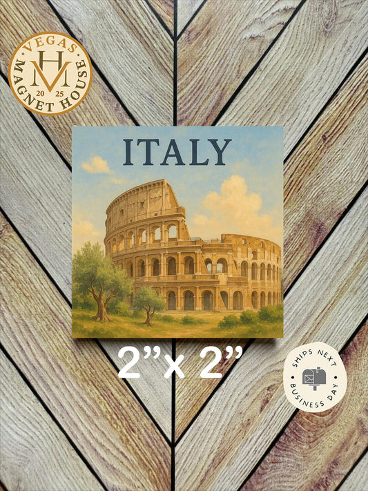 Italy Fridge Magnet – Greetings From Italy Souvenir Decor – Vintage Rome Gift – Colosseum Travel Keepsake
