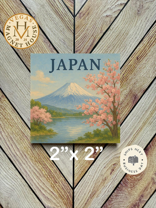 Japan Fridge Magnet – Vintage Mount Fuji Souvenir (2x2)
