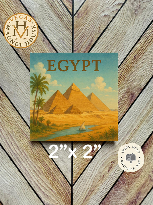 Egypt Fridge Magnet – Vintage Pyramids of Giza Souvenir (2x2)