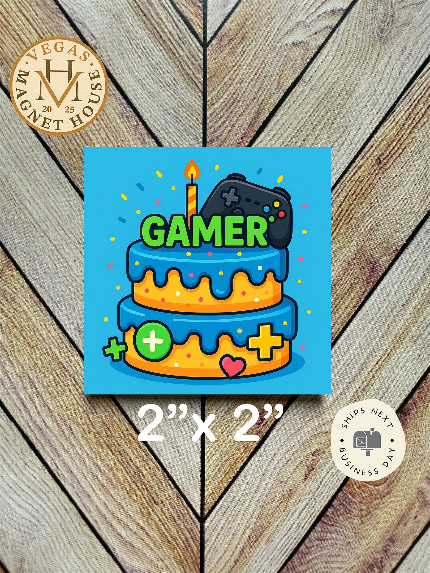 Birthday Gamer  : 2x2" Decorative Fridge Magnet