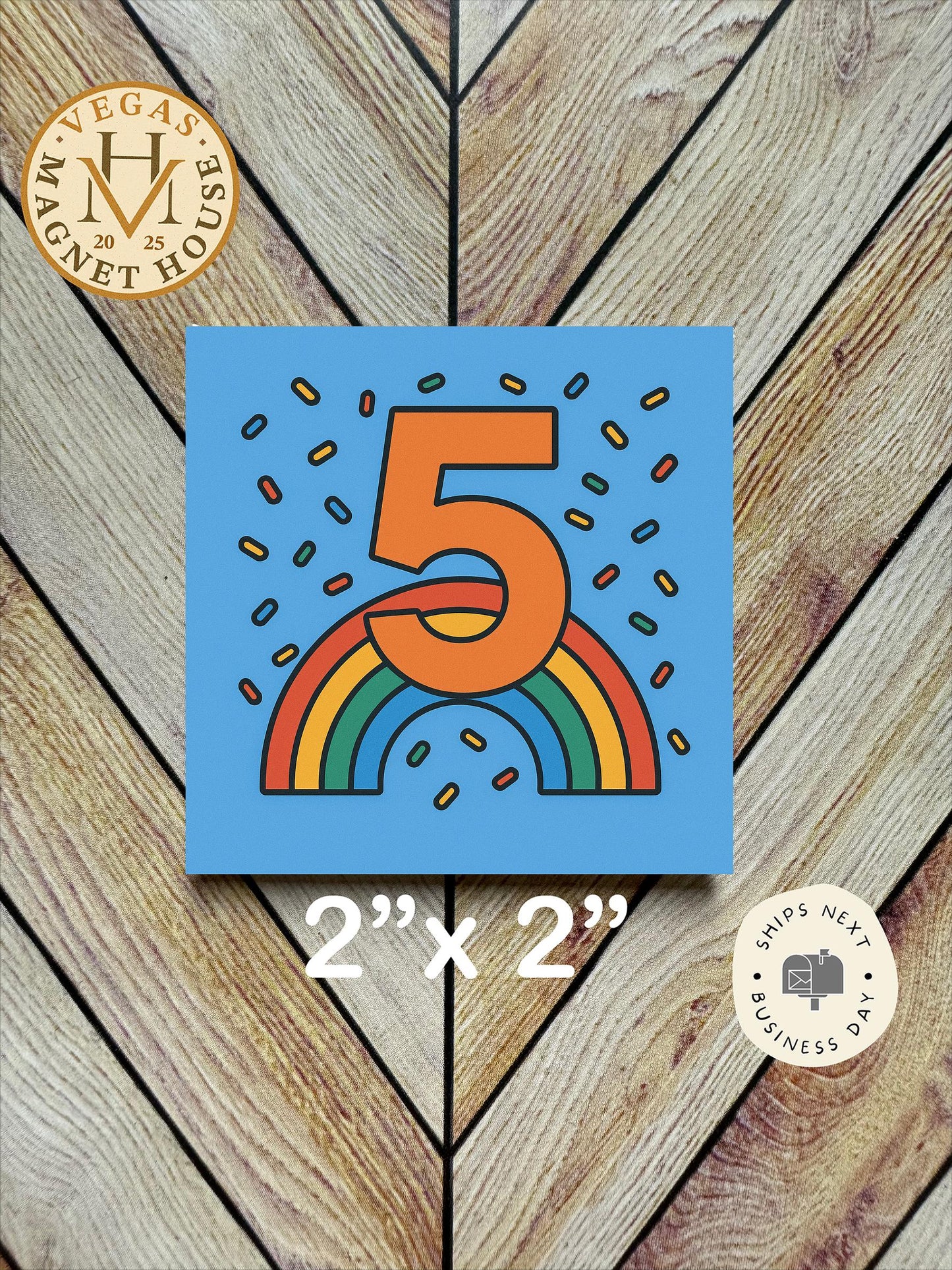 Birthday 5 magnet : 2x2" Decorative Fridge Magnet
