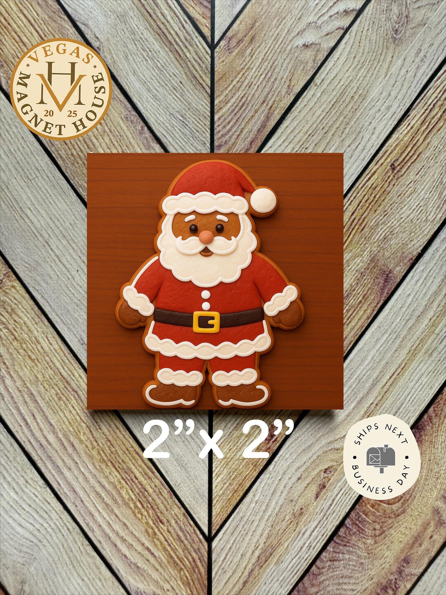 Gingerbread Santa : Decorative Fridge Magnet (2x2")
