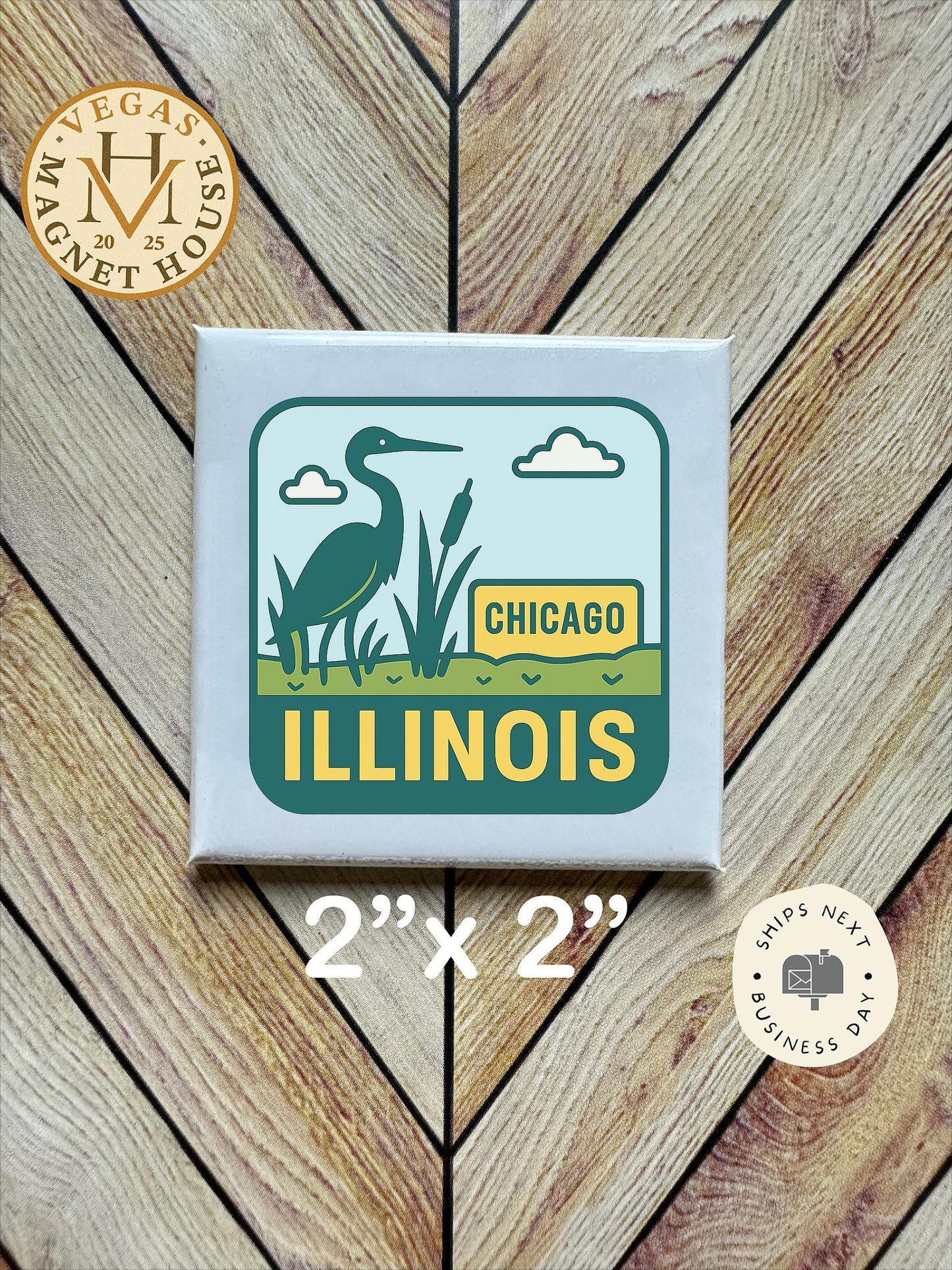 ILLINOIS Magnet : 2x2" souvenir Fridge Decor