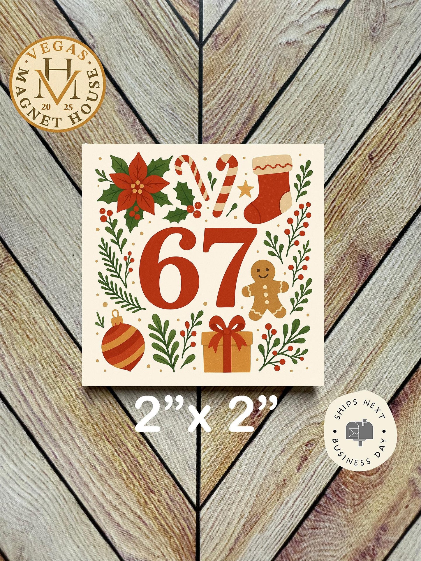 67 Christmas Magnet : 2x2" Decorative Fridge Magnet