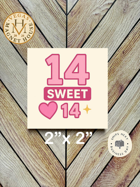 Birthday 14 magnet : 2x2" Decorative Fridge Magnet