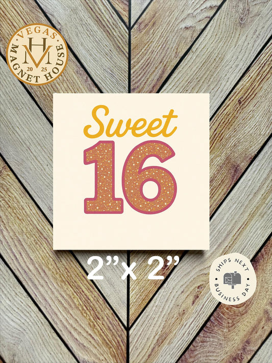 Birthday 16 magnet : 2x2" Decorative Fridge Magnet
